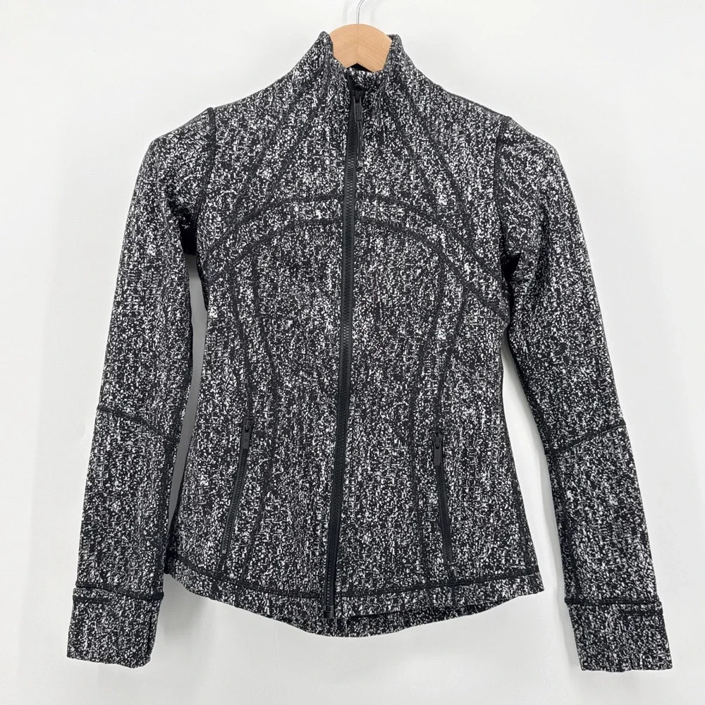 Lululemon Define Jacket 6 Rush Jacquard Black White Space Dye Full Zip Thumbhole